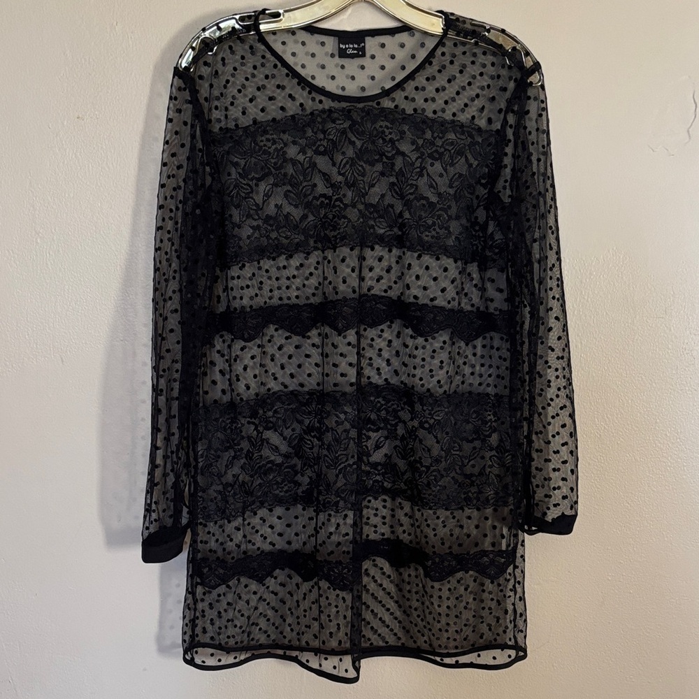 Black Sheer Polka Dot Dress